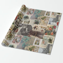Antik juldekor collage decoupage presentpapper