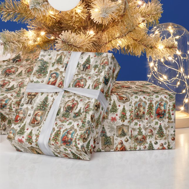 Antik julpappersvara | Retro jul tomte Vintage  Presentpapper (Helgdagar)