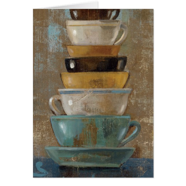 Antik kaffe koppar hälsningskort (Framsidan)