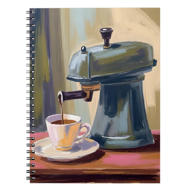 Antik Kaffemaskin Latte Akvarell Anteckningsbok (Framsidan)
