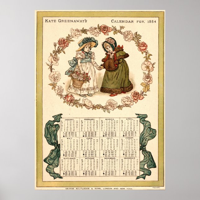Antik Kalender från Kate Greenaway från den viktor Poster (Framsidan)