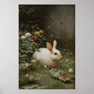 Antik kaninutskrift, kaninfarmhus, vintage poster