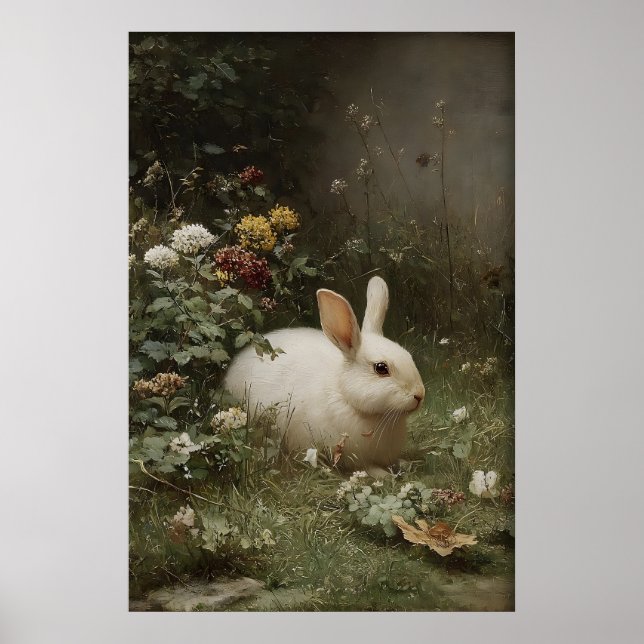 Antik kaninutskrift, kaninfarmhus, vintage poster (Framsidan)