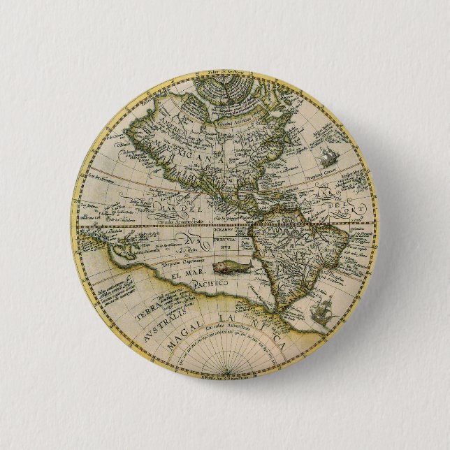 Antik Karta, 1596, America Sive Novus Orbis Knapp (Framsida)