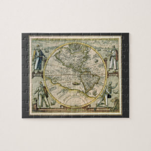 Antik Karta, 1596, America Sive Novus Orbis Pussel
