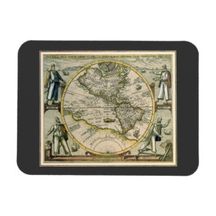 Antik Karta, America Sive Novus Orbis, 1596 Magnet