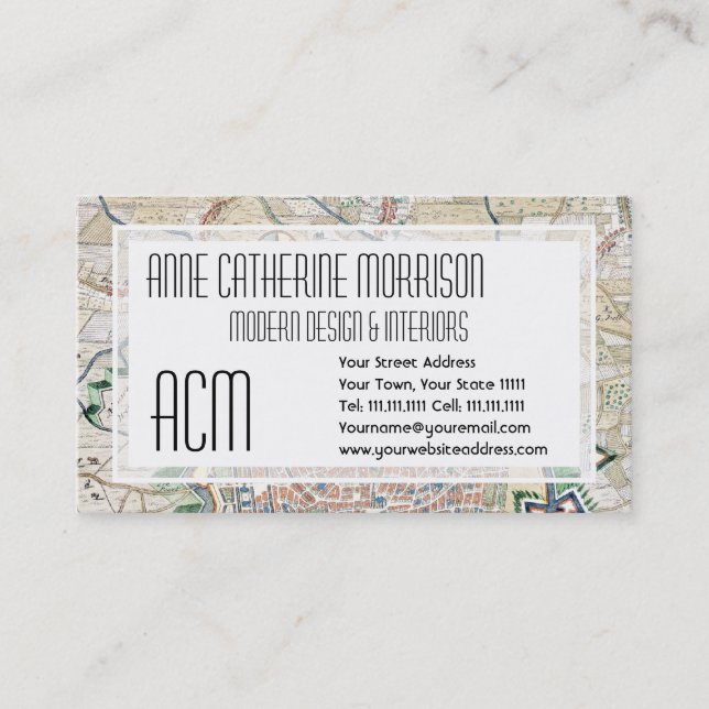 Antik karta av Antwerp Cartography Visitkort (Framsida)