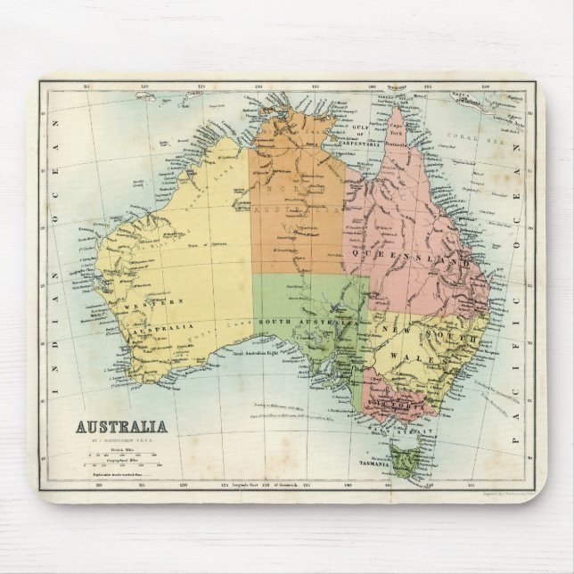 Antik karta av Australien Musmatta (Framsidan)