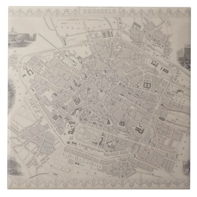 Antik karta av Belgien Kakelplatta (Framsidan)