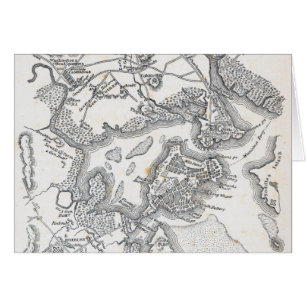 Antik karta av Boston   1775-1776 Hälsningskort