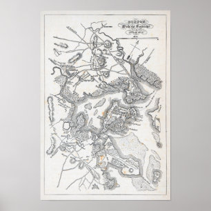 Antik karta av Boston 1775-1776 Poster