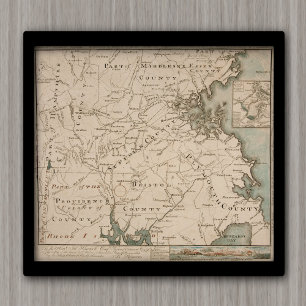 Antik karta av Boston och omnejd 1775 Poster