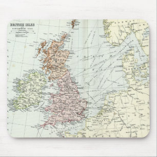 Antik karta av brittiska Isles och omgeende hav Musmatta