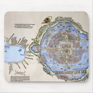 Antik karta av den Aztec huvudstaden Tenochtitlan Musmatta