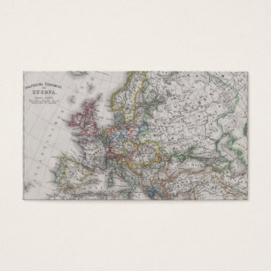 Antik karta av Europa circa 1862 Visitkort