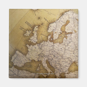 Antik karta av Europa. Gammal värld Magnet