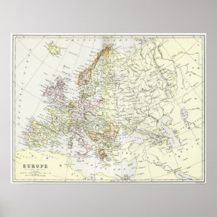 Antik karta av Europa Poster