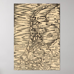 Antik karta av Holland Poster