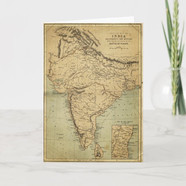 Antik karta av Indien i det 19th århundradet Kort (Framsida)