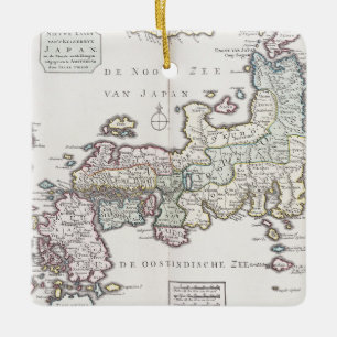 Antik karta av Japan 1769 Julgransprydnad Keramik