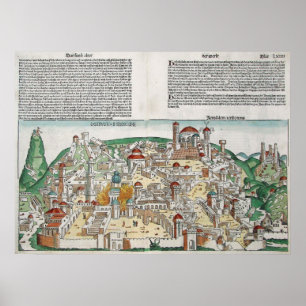Antik karta av Jerusalem Poster
