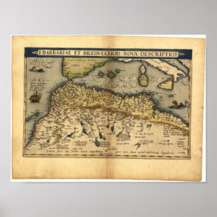 Antik karta av KARTBOKEN för norrafrika ORTELIUS Poster