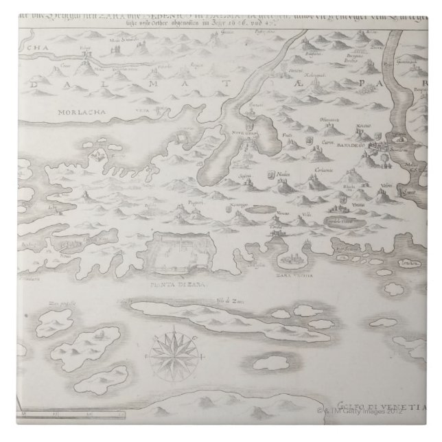 Antik karta av Kroatien Kakelplatta (Framsidan)