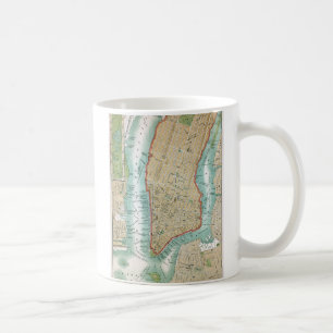 Antik karta av lägre Manhattan och Central Park Kaffemugg