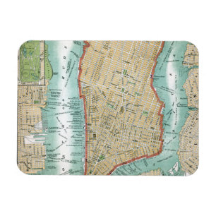 Antik karta av lägre Manhattan och Central Park Magnet