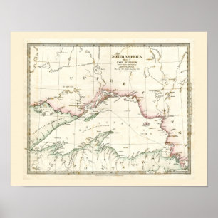 Antik karta av Lake Superior Poster