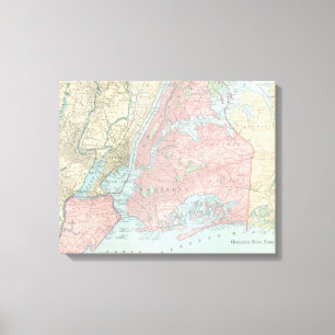 Antik karta av New York City Canvastryck