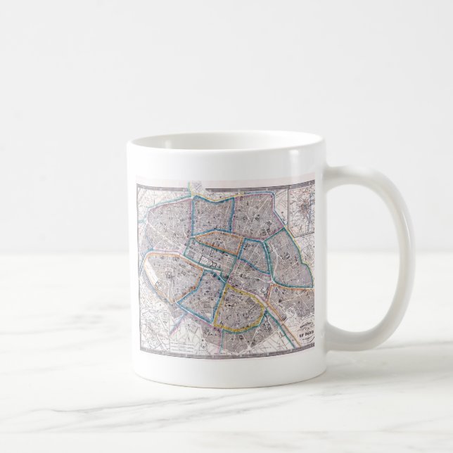 Antik karta av Paris Kaffemugg (Höger)