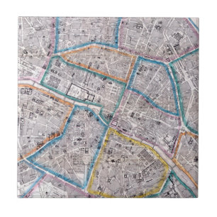 Antik karta av Paris Kakelplatta
