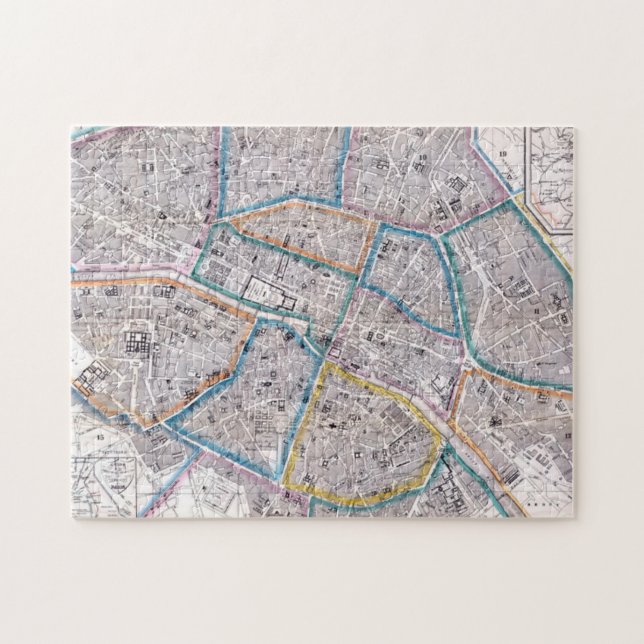 Antik karta av Paris Pussel (Horisontell)