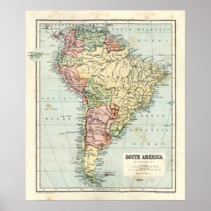 Antik karta av South America Poster