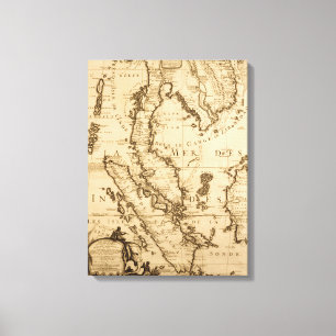 Antik karta av South East Asia 1687 Canvastryck