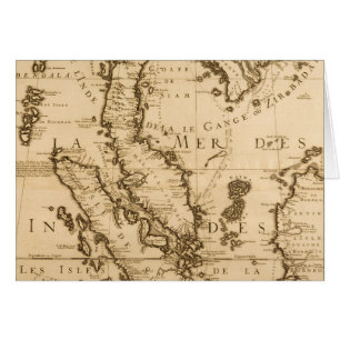 Antik karta av South East Asia 1687 Hälsningskort