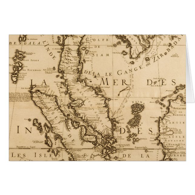 Antik karta av South East Asia | 1687 Hälsningskort (Framsidan Horizontal)