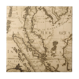 Antik karta av South East Asia 1687 Kakelplatta