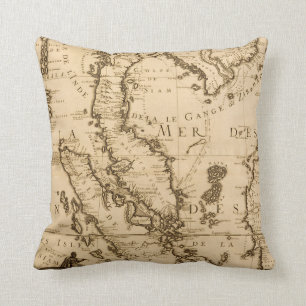Antik karta av South East Asia 1687 Kudde