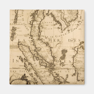 Antik karta av South East Asia   1687 Magnet