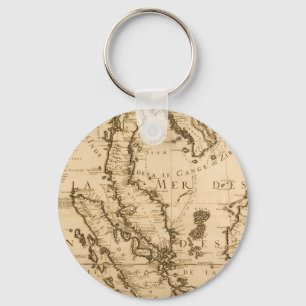 Antik karta av South East Asia 1687 Nyckelring