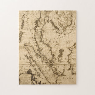 Antik karta av South East Asia 1687 Pussel