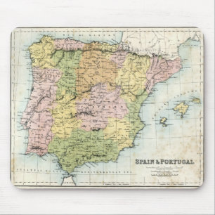 Antik karta av Spanien och Portugal Musmatta