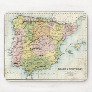 Antik karta av Spanien och Portugal Musmatta