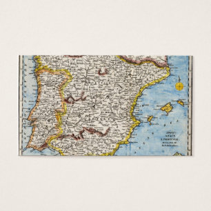 Antik karta av Spanien & Portugal circa 1700s Visitkort