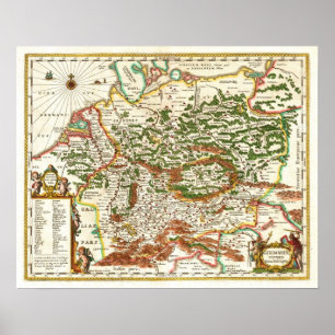 Antik karta av Tysklandet C. 1657 Poster