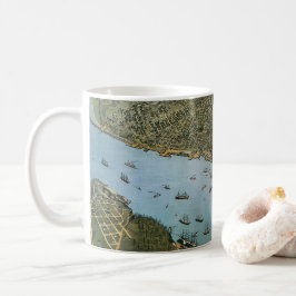Antik karta flygbild över staden Seattle Washingto Kaffemugg