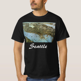 Antik karta Flygbild över staden Seattle Washingto Tee Shirt