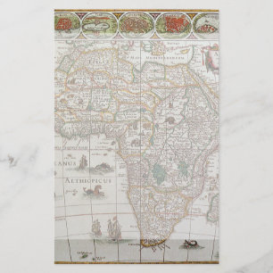 Antik karta för gammal värld av afrikan, C. 1635 Brevpapper